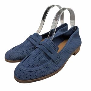 NWT Lucky Brand Women’s Caylon Blue Suede Perforated Loafers Size 8.5M